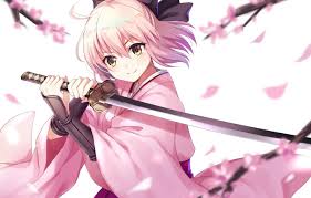 Inuyasha wallpaper hd chrome extension features some of the great inuyasha background to spice up your chrome browser and give you. Wallpaper Girl Sword Pink Anime Katana Sakura Ken Blade Blonde Warrior Japanese Kimono Bishojo Fate Grand Order Images For Desktop Section Sejnen Download