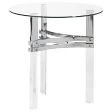 If you want to add an industrial charm to your home, achieve it through a glass coffee table with metal feet. Braddoni Round End Table Chrome Signature Design By Ashley Target
