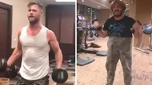 Jack black has issued what we're sure is a deadly serious challenge to the makers of 'thor: Video Jack Black Parodies Chris Hemsworth S Intense Thor Workout Daily Mail Online