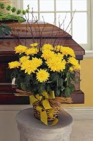 Sympathy flowers for chinese funeral. Yellow Blooming Chrysanthemum San Francisco Funeral Flowers Colma Funeral Florist Funeral Flower Arrangements Chinese Funeral
