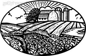 Barn House Clipart Black And White Oval Scene Of Vegetable Garden With Barn And Silo In The Background Farm Art Barn Art Farm Images