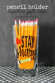 The finished gift can be made more masculine of feminine depending on your pattern choices. Ginger Snap Crafts Pencil Holder Teacher Gift Idea Tutorial