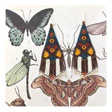 California Sister Butterfly Fringe So Enamored With The Moth And Butterfly Series Up Beautiful Beaded Earring Beaded Drop Earrings Beaded Tassel Earrings