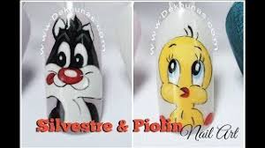 Diseno De Unas Caricatura Silvestre Y Piolin Cartoon Nails Youtube
