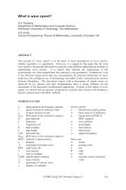 Travelling waves and the wave equation. Pdf What Is Wave Speed