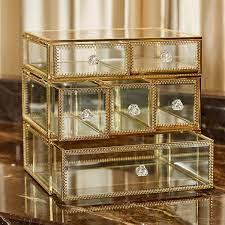 Putwo Vintage Makeup Organizer 3 Layers 6 Drawers Detachable Cosmetic Organizer Glass Makeup Storage Counte Makeup Organization Beauty Room Vanity Perfume Tray