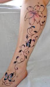 Pink flowers with butterfly tattoo for girls. 113 Gorgeous Butterfly Tattoos That You Must See Tattoos Beautiful