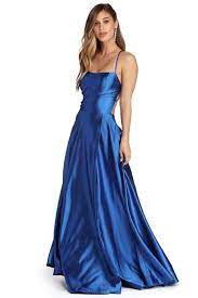 2019 Women S Blue Prom Dresses Windsor Store Lattice Dress Beaded Chiffon Dress Satin Dresses
