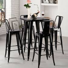 Tall bistro table and pair of two chairs are very tiny and compact, which make them perfect choice to small kitchen. Tall Industrial Metal Bar Stool Table With Chairs Set Home Cafe Bistro 4 Seater Ebay