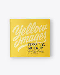 Closed Cardboard Pizza Box Mockup Yellow Author