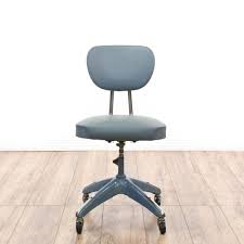 Retro Industrial Blue Vinyl Rolling Office Chair Office Chair Mid Century Modern Office Chair Rolling Office Chair
