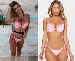 Love island involves a group of contestants, referred to as islanders, living in isolation from the outside world in a villa in mallorca, spain, constantly under video surveillance. Love Island Au Season 1 Week 5 Shelby S Pink Lace Floral Bikini Set Shop Your Tv