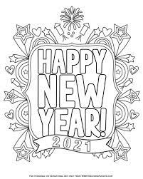 Happy New Year Coloring Pages For 2021 New Year Coloring Pages Coloring Pages New Year S Eve Colors
