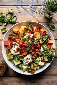 Melon Basil Burrata Salad With Crispy Prosciutto Half Baked Harvest Recipe Summer Salad Recipes Burrata Salad Melon Salad
