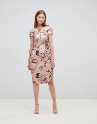 Closet London Closet London Cap Sleeve Pencil Dress In Full Bloom Floral Print Dresses Dresses For Work Short Sleeve Dresses