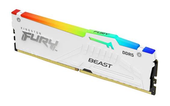 Memória Kingston Fury Beast RGB White 16GB DDR5 5600MHz CL40 — Desktop