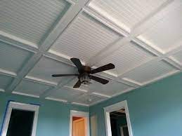 Diy Suspended Ceiling Alternative In Our Basement I Replaced The Acoustic Tiles With These D Diy Suspended Ceiling Coffered Ceiling Suspended Ceiling Basement