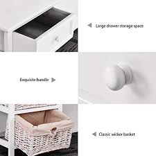 Innovative storage bedside table design, add colour to the home. Giantex Wooden Nightstand 3 Tiers W 2 Baskets And 1 Drawer Bedside Sofa Storage Organizer For Home Living Room Bedroom End Table 1 White Wicker Guide