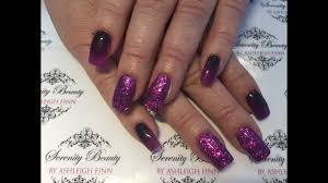 3d glow in the dark powder luminescent acrylic nail painting neon fluorescent uk. Dark Purple Ombre Acrylic Nails Youtube