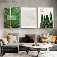 To make the most out of canvas prints, consider customization, going frameless, and adding sconces, among other ideas. Green Plant Leaf Cactus Canvas Poster Quotes Print Scandinavian Painting Decorative Picture Modern Living Room Nordic Decoration Buy At The Price Of 2 15 In Aliexpress Com Imall Com