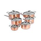 Artiste-Clad Copper Hand Hammered Cookware Set, Dishwasher & Oven Safe, 12-pc Lagostina