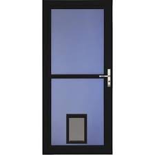 The pet view storm door fits pets up to 100 lbs. Larson Tradewinds Pet Door 32 In X 81 In Black Full View Aluminum Storm Door Lowes Com Aluminum Storm Doors Storm Door Pet Door