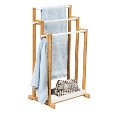 From the very first touch of freshness, the heated towel rack ensures dry and hygienic bath towels all year round. 3 Tier Bamboo Bathroom Towel Rack White