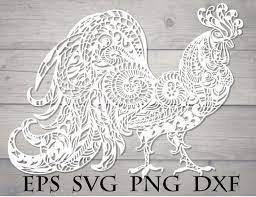 Download Zentangle Rooster Svg Etsy Flower Svg Files Rooster Mandala Drawing