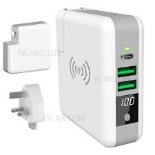 Your power bank should have come with a usb cord and wall adapter. 3 In 1 Qi Wireless Charging Pad 6700mah Power Bank Wall Charger Uk Plug Tvc Mall Com