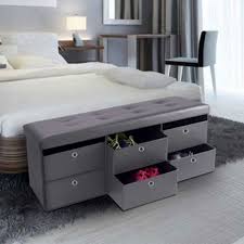 Votre boite de rangement au meilleur rapport qualité/prix c'est ici ! Banc Coffre Rangement Gris 6 Tiroirs 100x38x38 Cm Pvc Accessoires