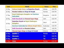 ipl 2018 schedule time table final official confirmed