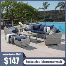 8 Piece Rattan Sunbrella Sofa Seating Group With Cushions Sunbrella Sofa Seating Groups Outdoor Furniture Sets