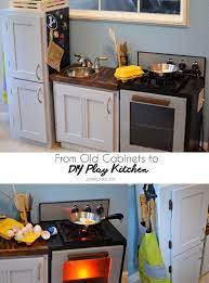 Diy Kids Play Kitchen From Old Cabinets Diy Play Kitchen Kids Play Kitchen Play Kitchen