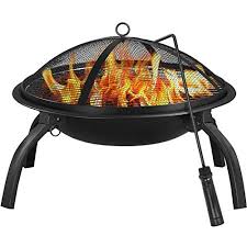 Camping portable gas fire pit. Yaheetech Iron Garden Fire Pit Basket Patio Heater Fire Bowl Portable Outdoor For Bonfire Camping Bbq W Mesh Lid Wood Grate Cooking Grill Fire Poker Carrying Bag Black From Yaheetech Garden Incinerators