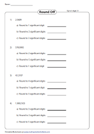 Rounding Up To Five Significant Digits Decimals Worksheets Math Worksheet Worksheets