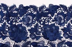 Navy Blue Ivory Black Wedding Lace Fabricflowers Embroidered Etsy Lace Weddings Blue Lace Fabric Trim