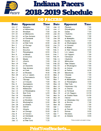 Printable 2018 2019 Indiana Pacers Schedule Warriors Schedule Basketball Schedule Indiana Pacers