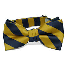 Boys Navy Blue And Gold Striped Bow Ties Shop At Tiemart Tiemart Inc