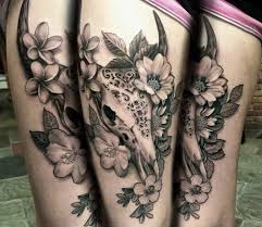 Colored flower skull tattoo on arm by babiramos dbumgyf. Cow Skull And Flowers Tattoo By Teresa Andrews Post 25535