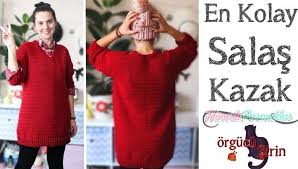 Dunyanin En Kolay Salas Kazak Modeli Yapimi Hunerliparmaklar Salas Kazak Orgu Kazak Kadin
