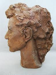 Vintage Female Bust Sculpture, Fine Art Ceramics Portrait, Hilda Bourgeois  Daly