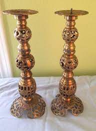 Candle holders & accessories └ home décor └ home & garden all categories food & drinks antiques art baby books, magazines business. Vintage Tall Brass Pair Candlestick Candle Holder Filigree Pillar Heavy Ornate Candle Holders Candlesticks Candles
