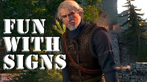 Yrden is a simple magical sign used by witchers. The Witcher 3 Fun With Axii Igni Aard Yrden Quen Youtube