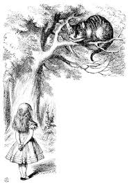 While in the white rabbit's house, alice drinks an unmarked bottle of liquid and grows to the size of the room. Footnotes The Cheshire Cat