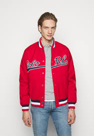 Polo ralph lauren vintage thick heavy suede leather plaid lined bomber jacket xltop rated seller. Polo Ralph Lauren Varsity Bomberjacke Red Rot Zalando De