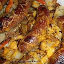 Cheesy Italian Sausage Potato Bake Recipe Recipe Sausage And Potato Bake Italian Sausage Recipes Sausage Dishes
