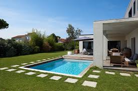In Ground Swimming Pool Piscine Avec Terrasse Mobile Portelli Toulouse Piscines Carre Bleu Wooden Mineral Stone Custom