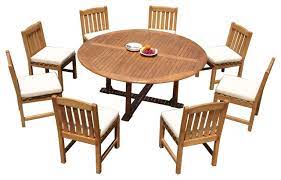 Ideal size to complement your patio conversation chairs, chaise lounges, and sofa. In Stock 9 Piece Outdoor Patio Teak Dining Set 72 Round Table 8 Devon Armless Chairs Transitional Outdoor Dining Sets By Teak Deals Houzz