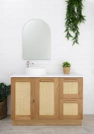 Metropolitan 60 double bathroom vanity in silver oak finish. Marquis Coastal Boca American Oak Finish With Rattan Fronts Vanity Thrifty Bathrooms