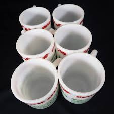 7-Pc Hazel Atlas Hazel Ware Jingle Bells Egg Nog Set MIB